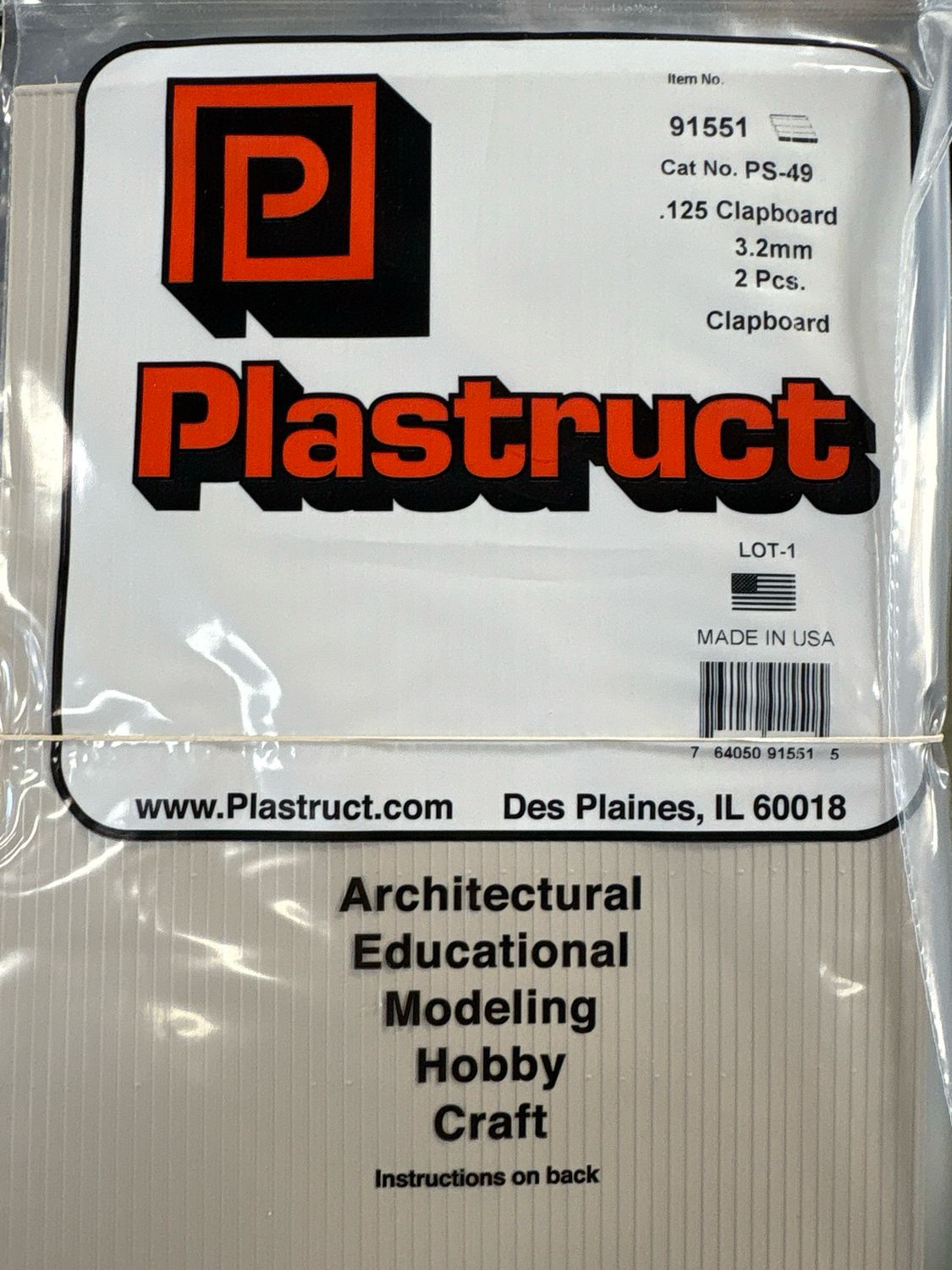 Plastruct .125 Clapboard PS-49
