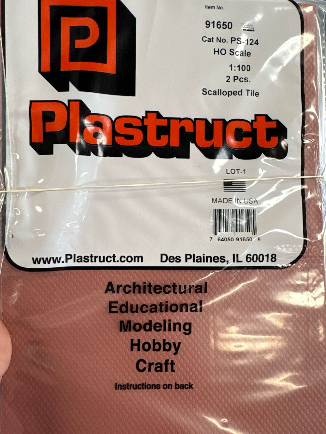 Plastruct HO Scale Scalloped Tile PS-124
