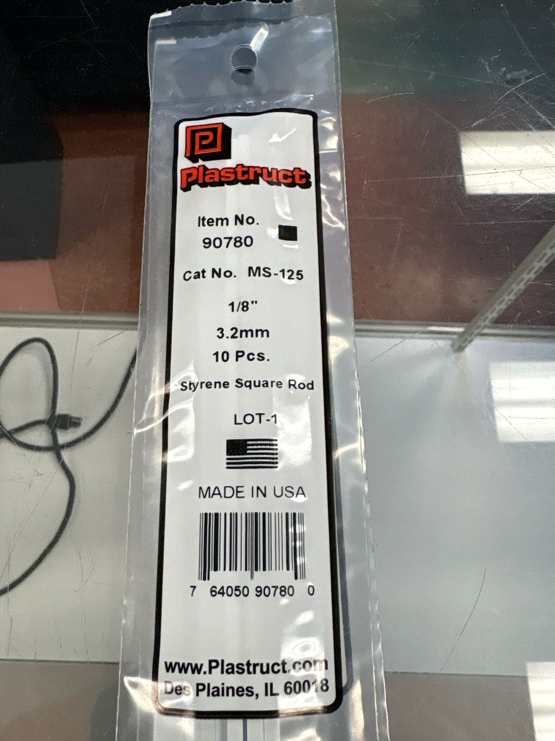 Plastruct 1/8” Styrene Square Rod MS-125 Plastruct 1/8” Styrene Square Rod MS-125