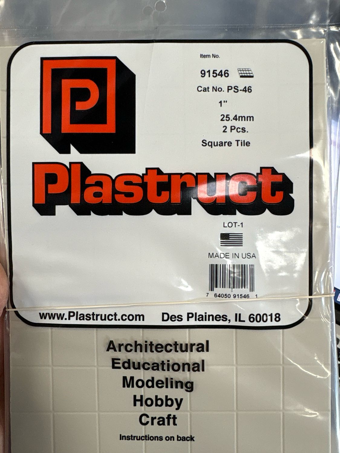 Plastruct 1” Square Tile PS-46