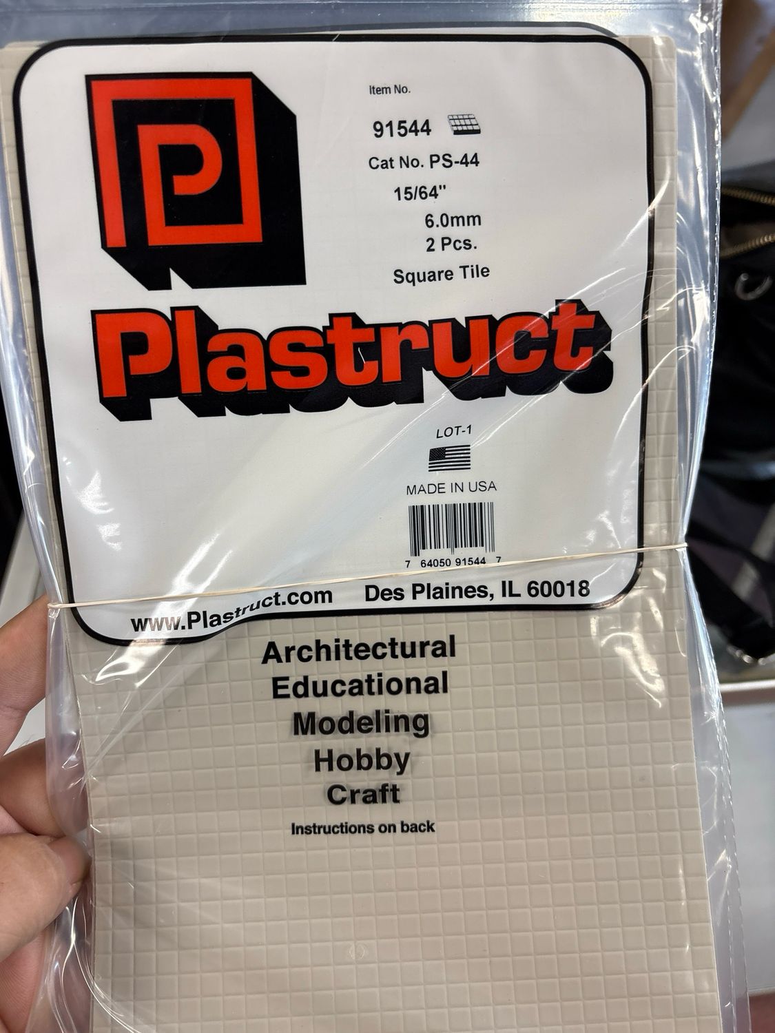 Plastruct 15/64” Square Tile PS-44 Plastruct 15/64” Square Tile PS-44