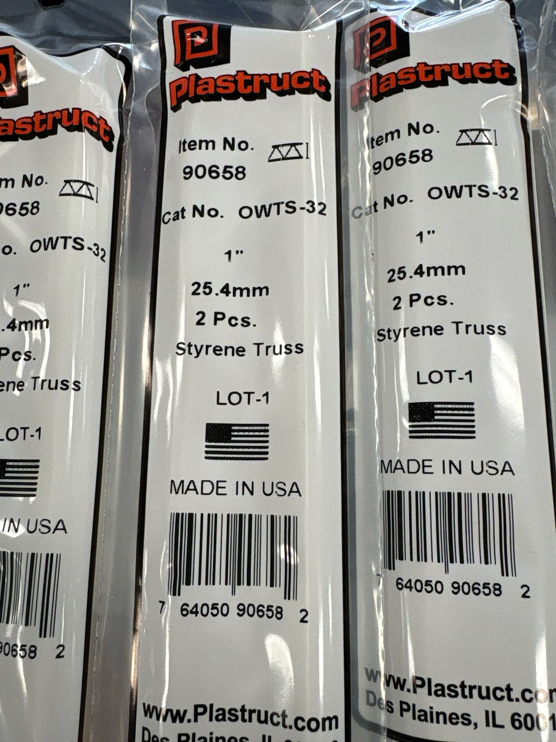 Plastruct Styrene Truss 1” OWTS-32 Plastruct Styrene Truss 1” OWTS-32