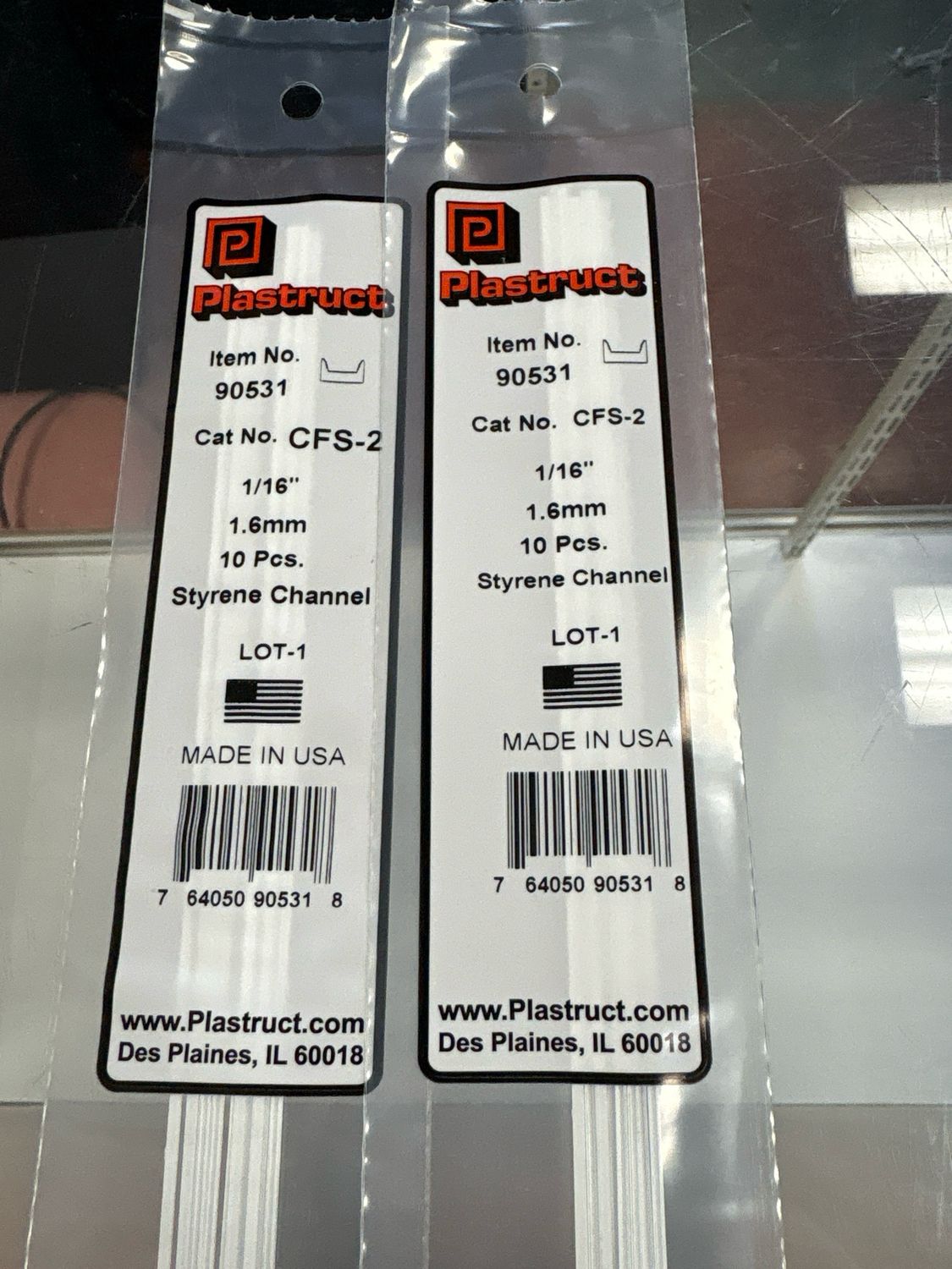 Plastruct Styrene Channel 1/16” CFS-2