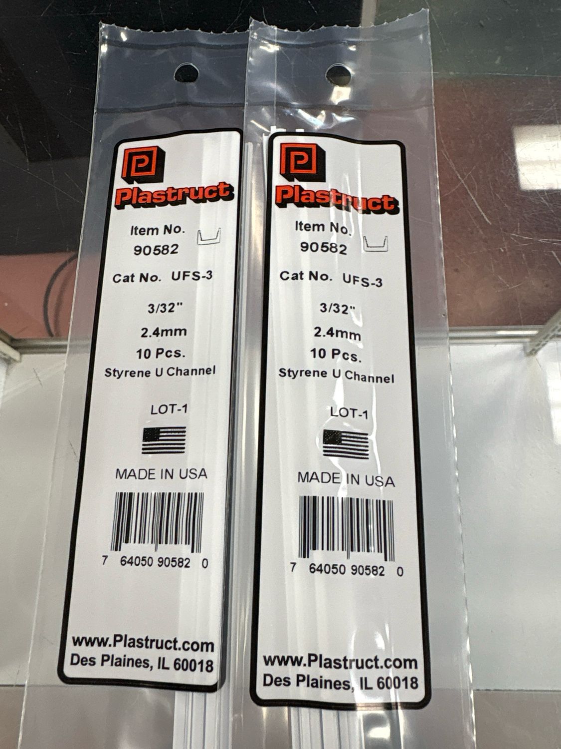 Plastruct Styrene U Channel 3/32” UFS-3