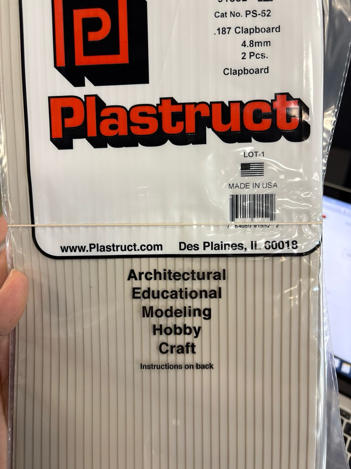 Plastruct .187 Clapboard PS-52