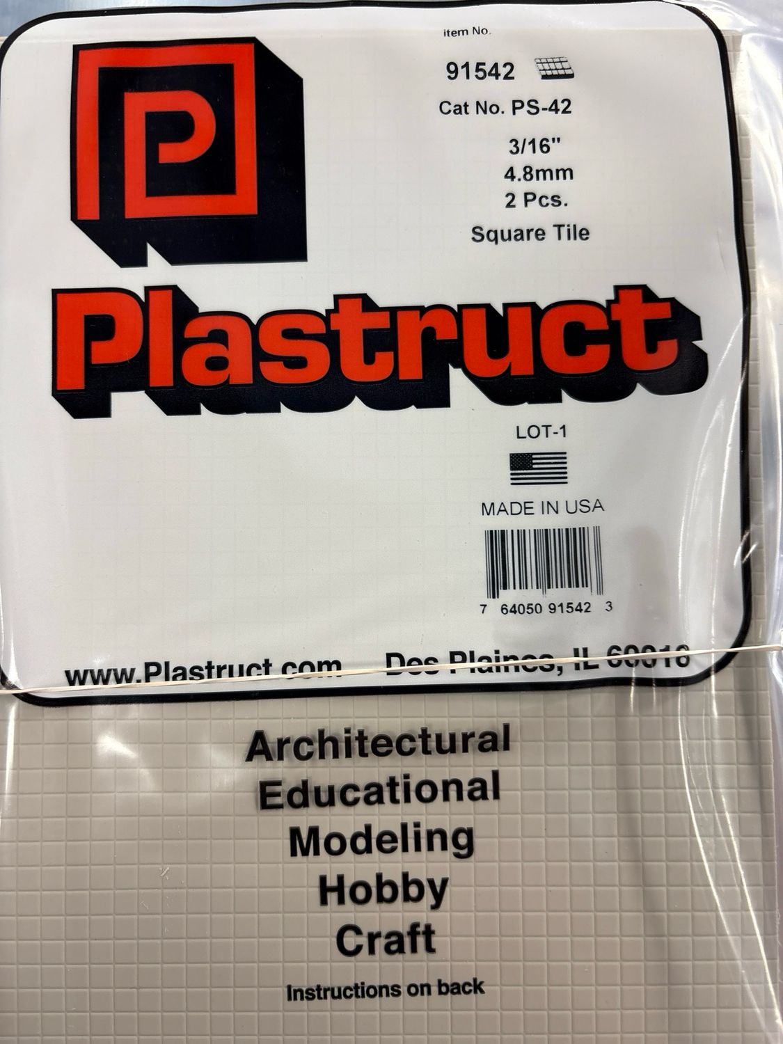 Plastruct 3/16” Square Tile PS-42