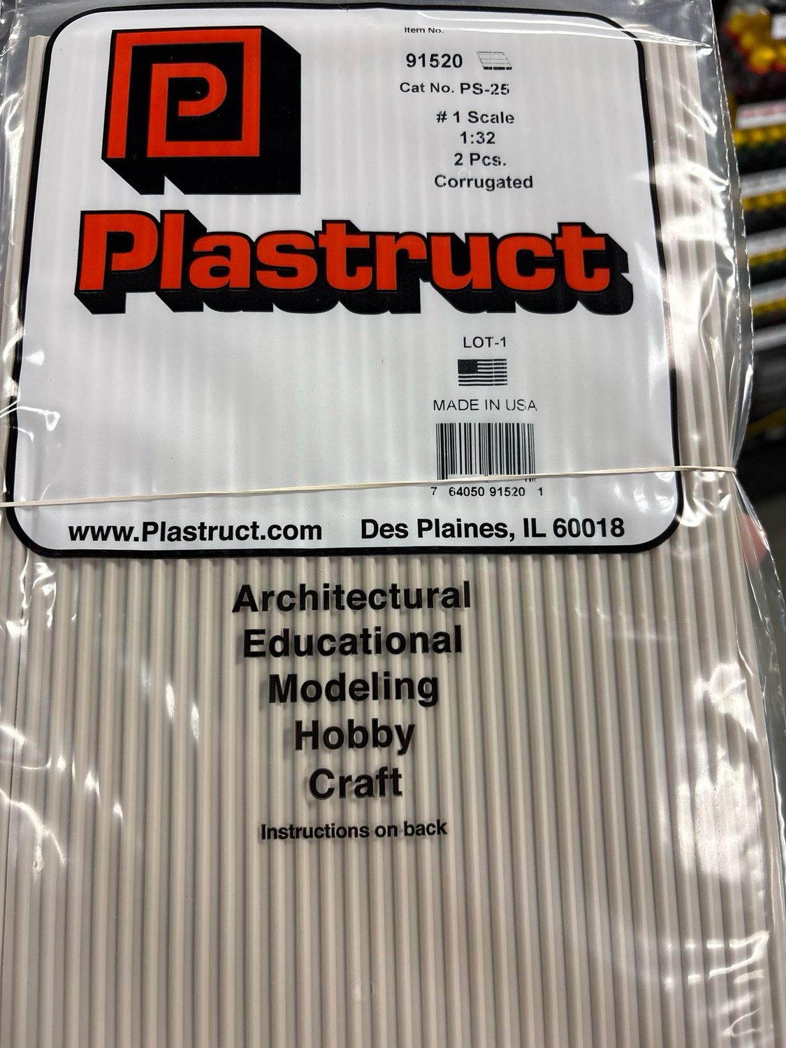 Plastruct #1 Scale Corrugated PS-25