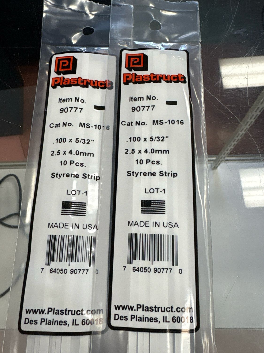 Plastruct Styrene Strip .100x5/32” MS-1016