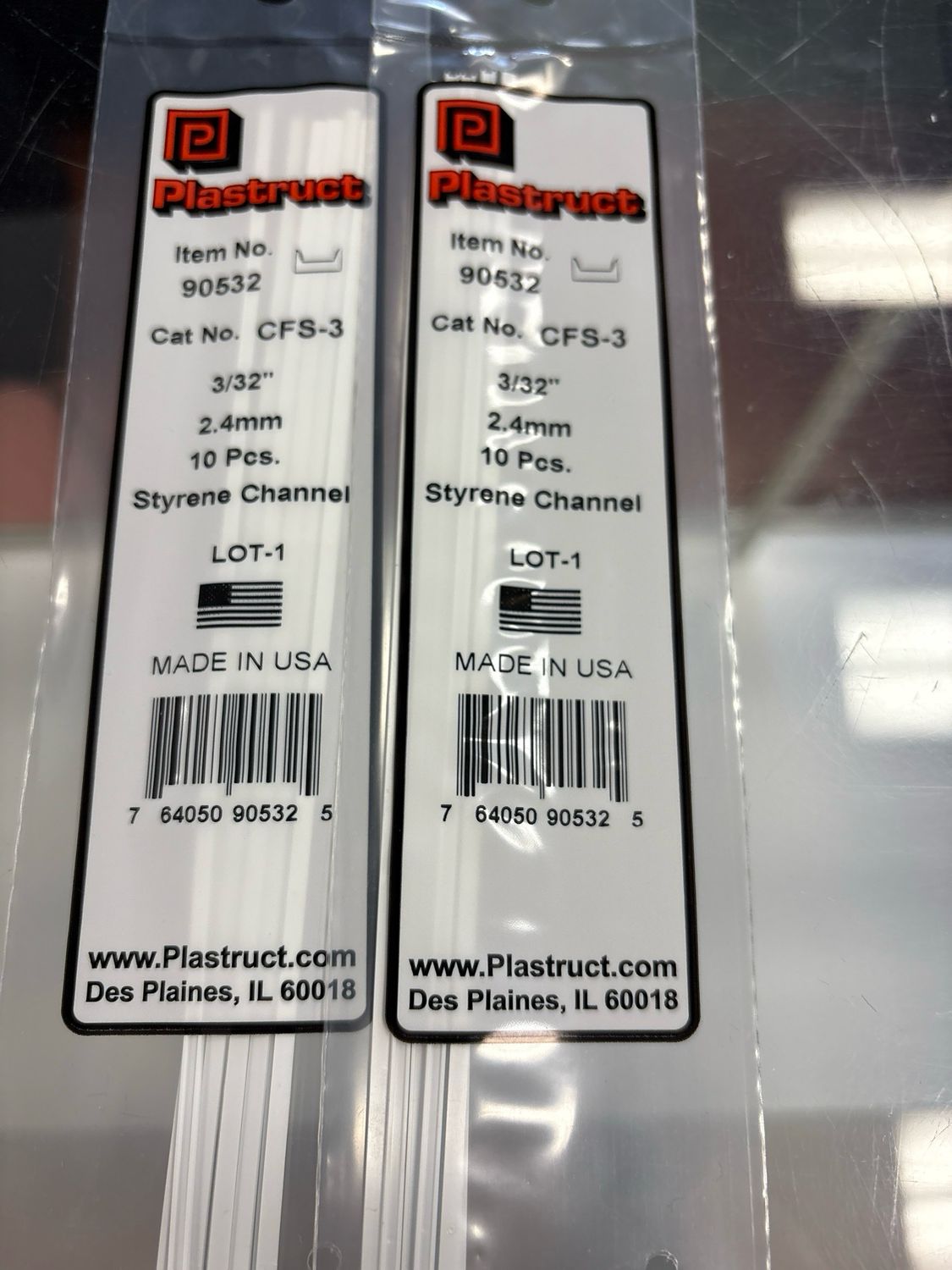 Plastruct Styrene Channel 3/32” CFS-3 Plastruct Styrene Channel 3/32” CFS-3