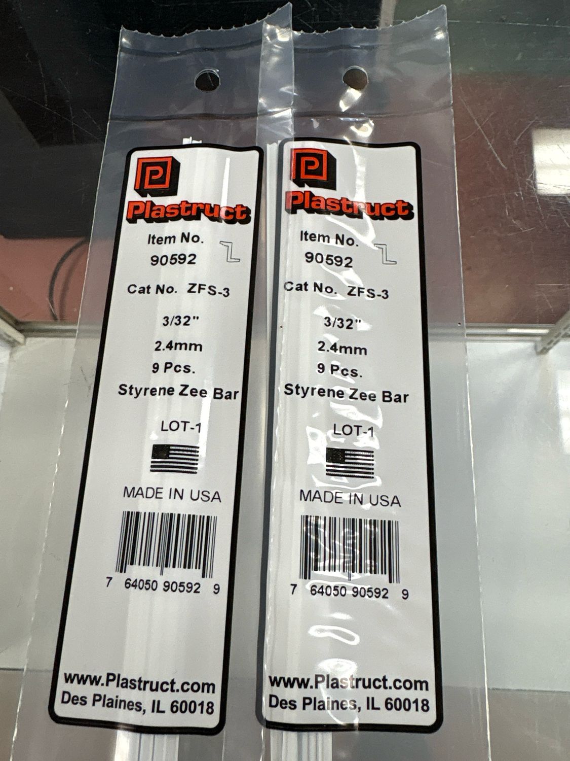 Plastruct Styrene Zee Bar 3/32” ZFS-3 Plastruct Styrene Zee Bar 3/32” ZFS-3