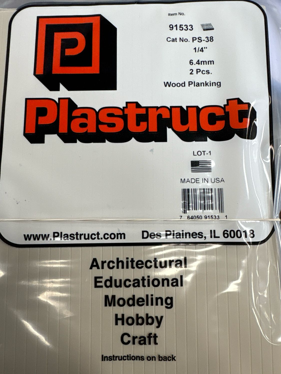Plastruct 1/4” Wood Planking PS-38 Plastruct 1/4” Wood Planking PS-38