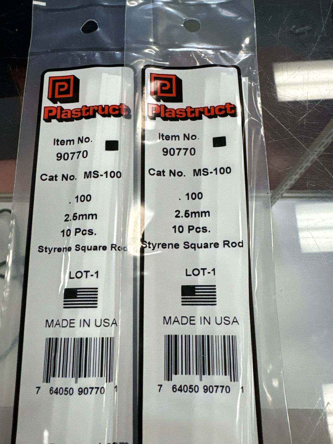 Plastruct .100 Styrene Square Rod MS-100