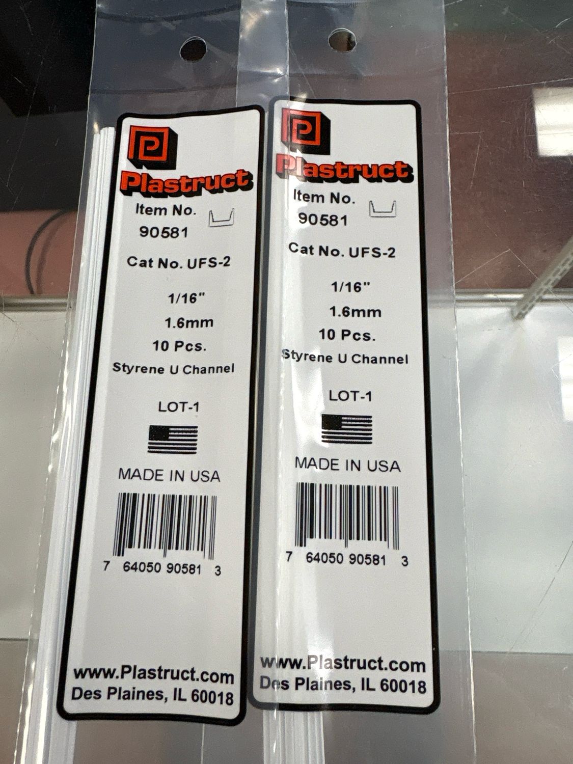 Plastruct Styrene U Channel 1/16” UFS-2