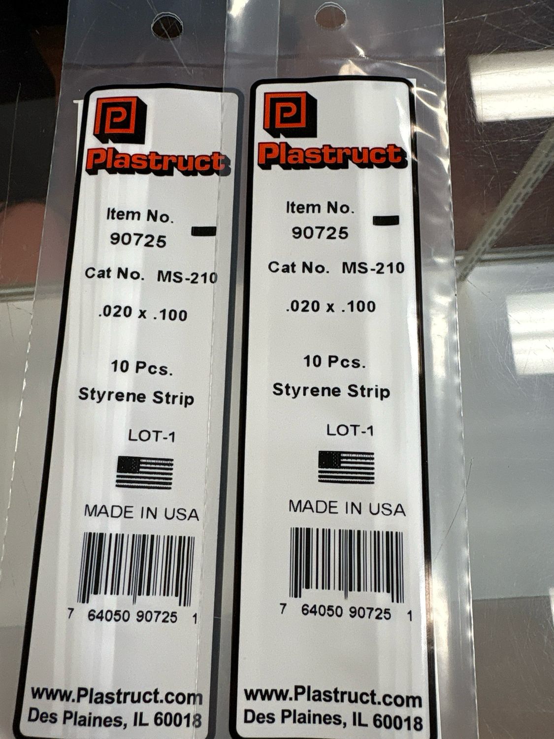 Plastruct .020x.100 Styrene Strip MS-210 Plastruct .020x.100 Styrene Strip MS-210