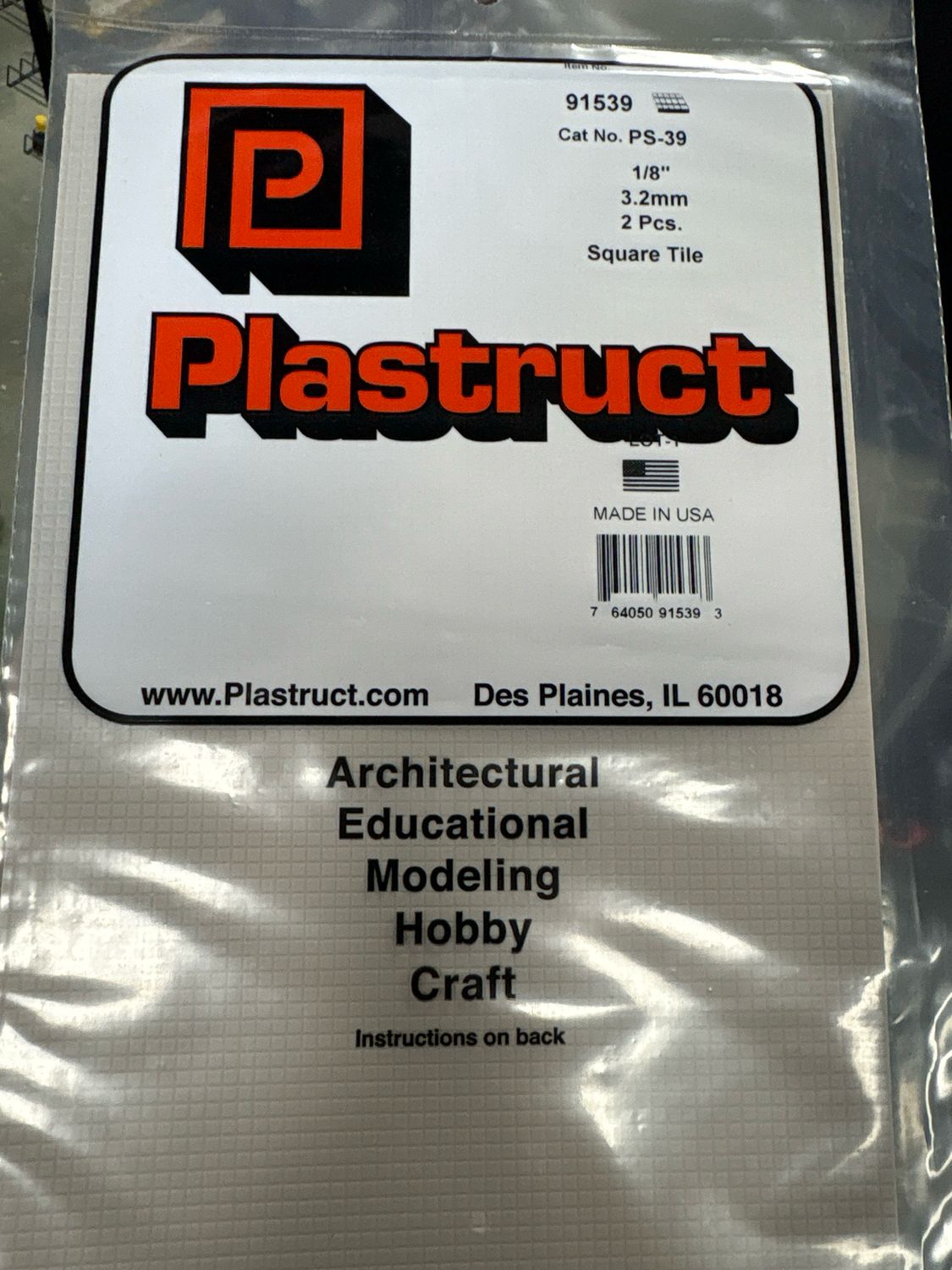 Plastruct 1/8” Square Tile PS-39 Plastruct 1/8” Square Tile PS-39