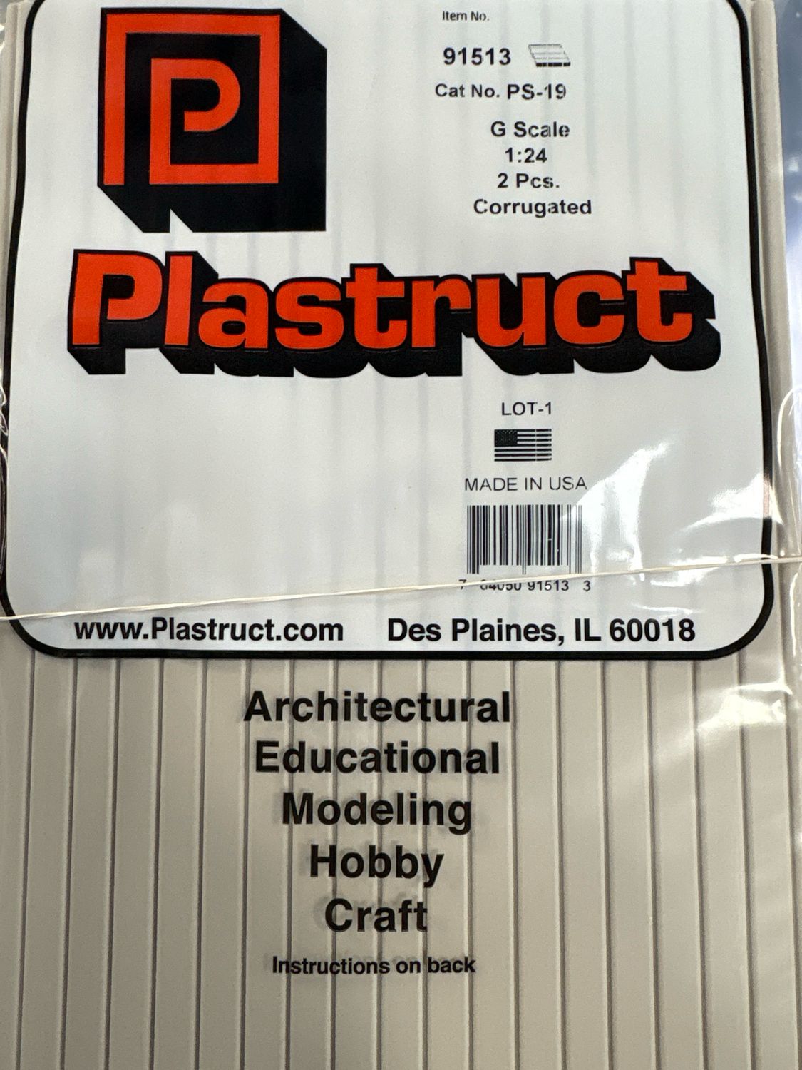 Plastruct G Scale Corrugated PS-19