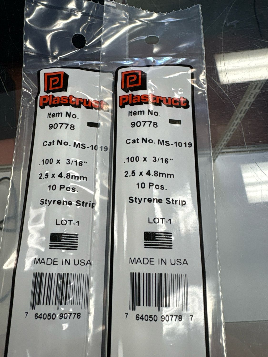 Plastruct Styrene Strip .100x3/16” MS-1019