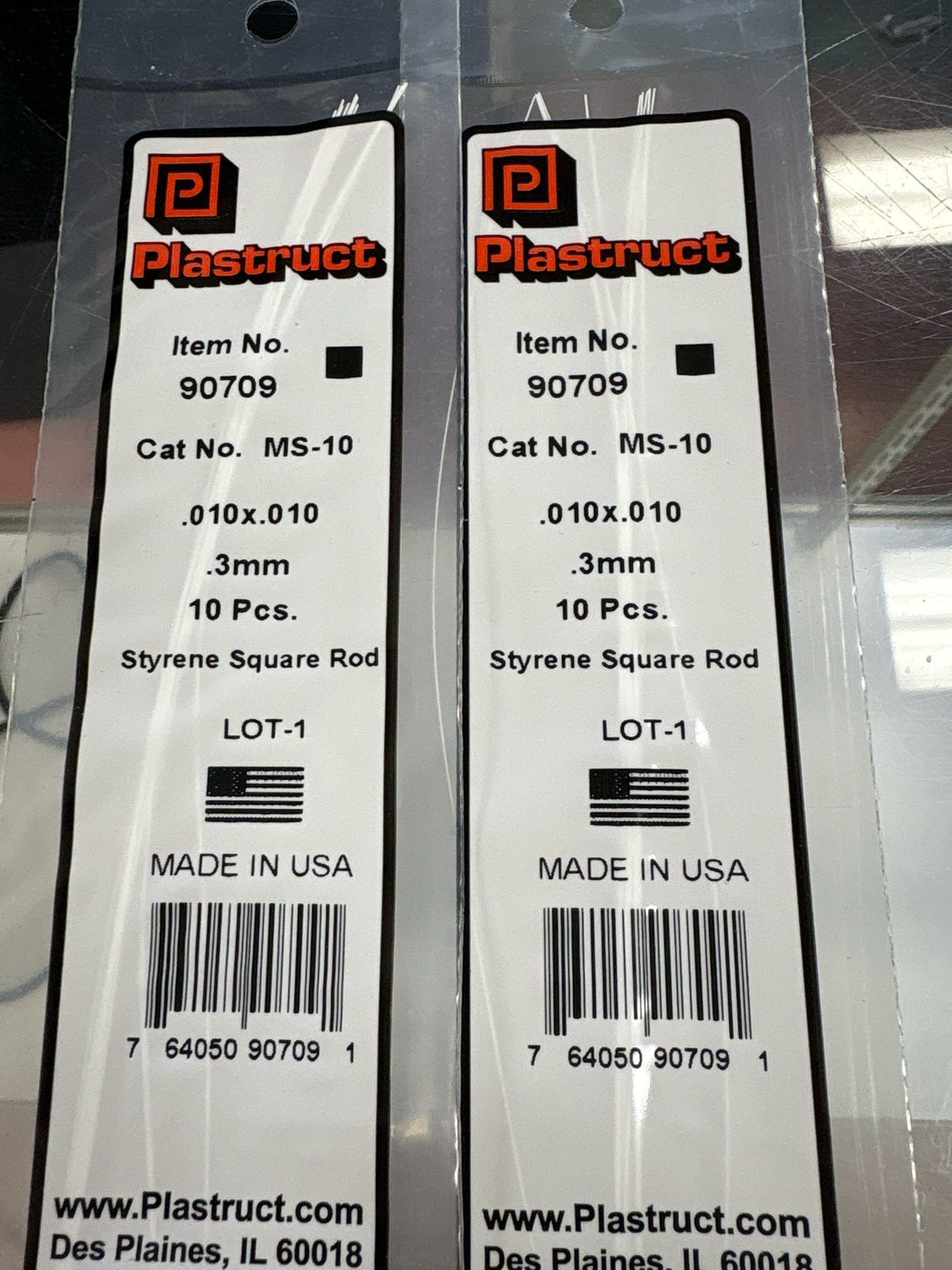 Plastruct .010x.010 Styrene Square Rod MS-10