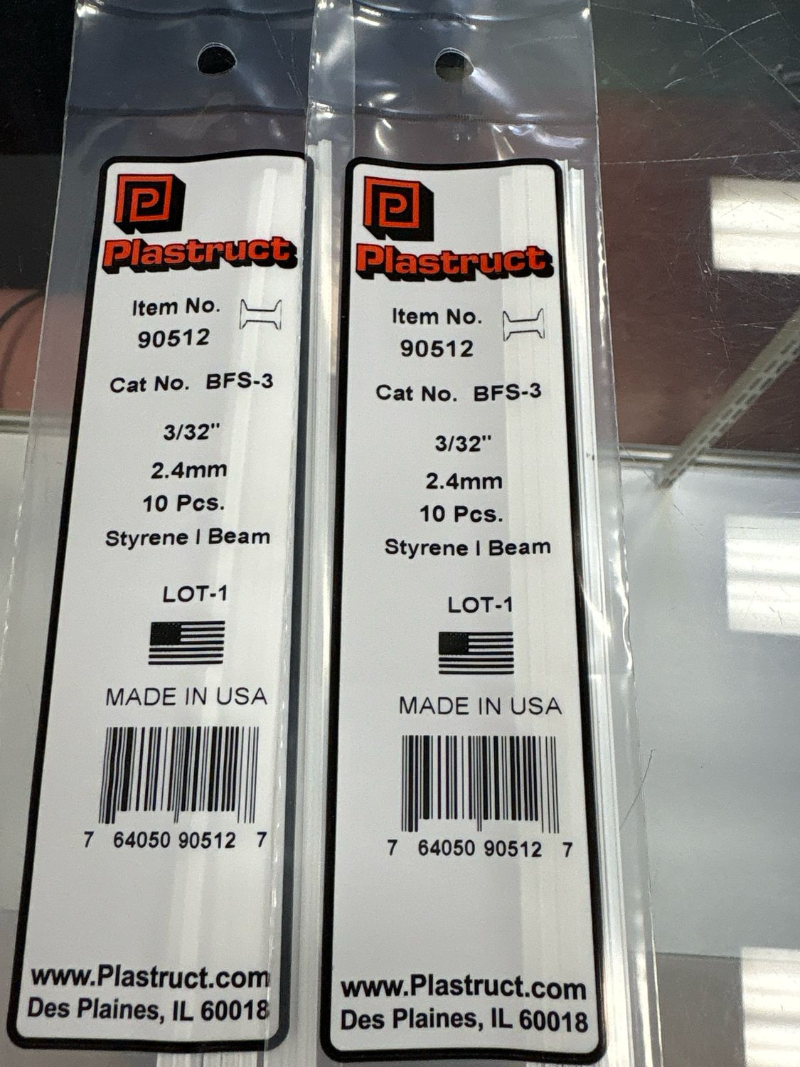 Plastruct Styrene I Beam 3/32” BFS-3