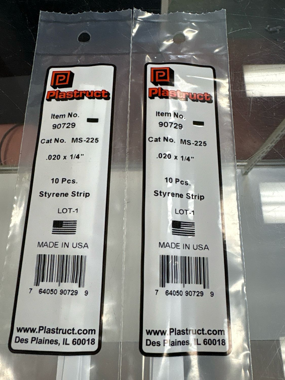 Plastruct .020x1/4” Styrene Strip MS-225 Plastruct .020x1/4” Styrene Strip MS-225