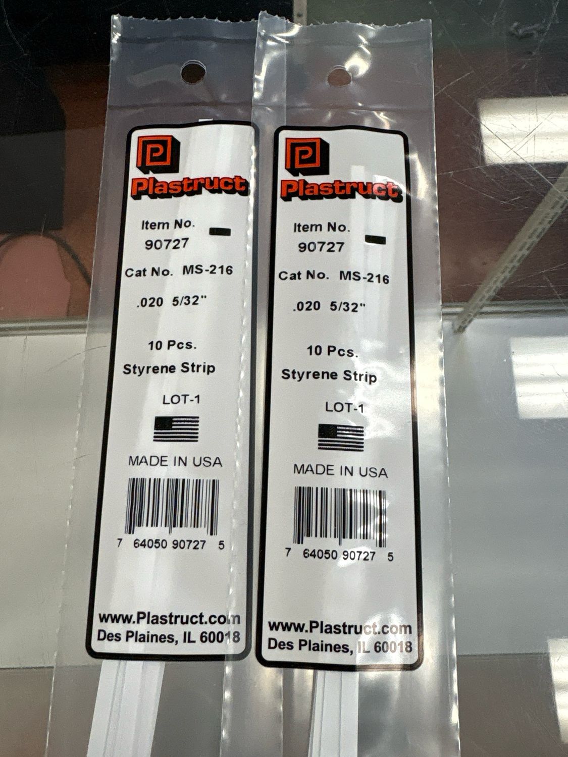 Plastruct .020x5/32” Styrene Strip MS-216