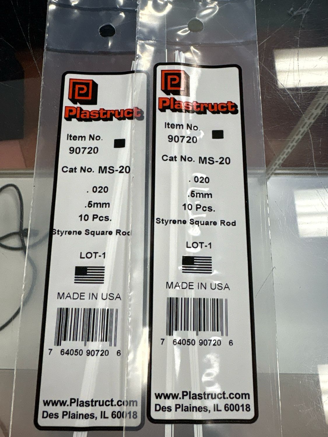 Plastruct .020 Styrene Square Rod MS-20 Plastruct .020 Styrene Square Rod MS-20