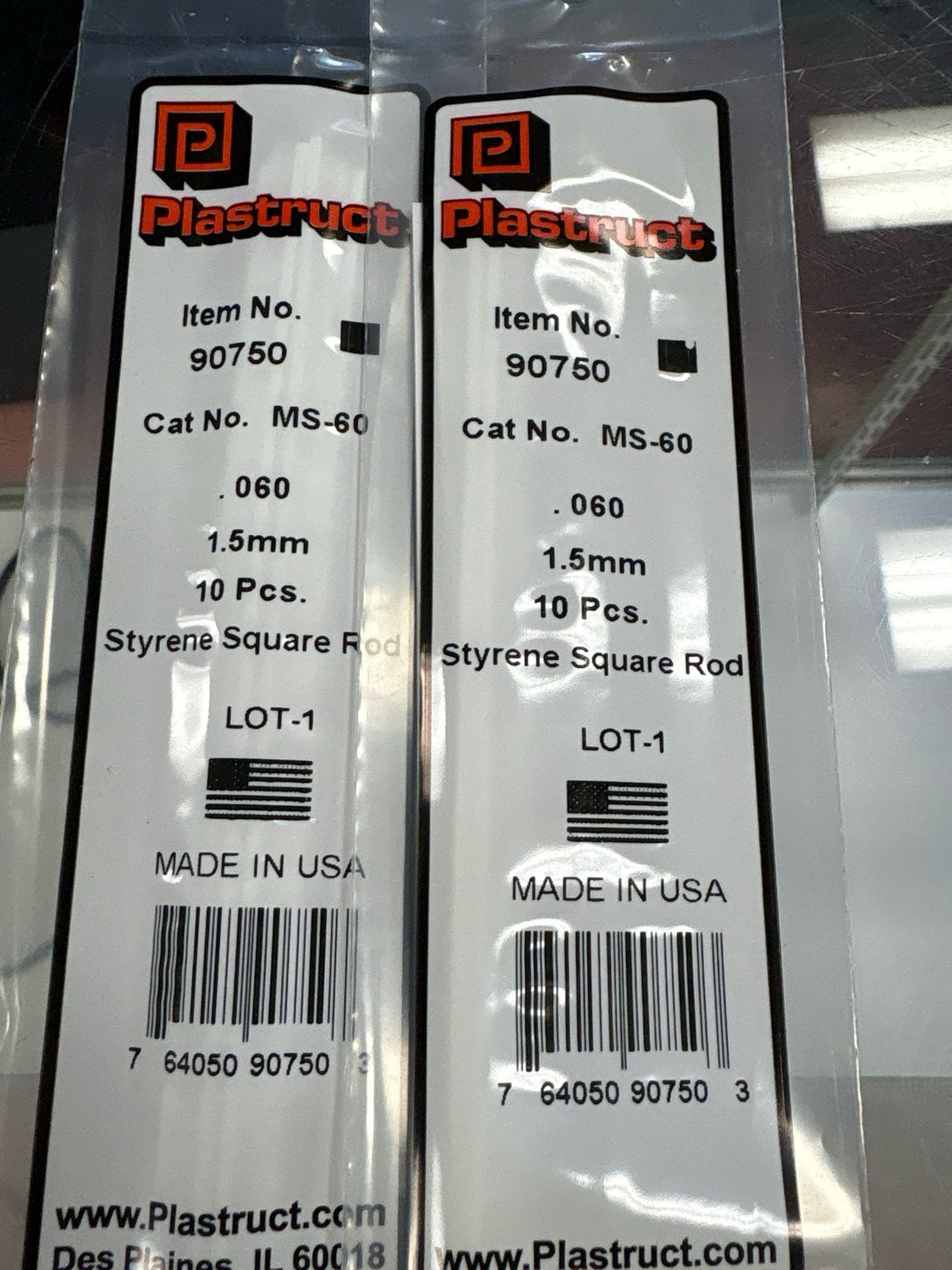 Plastruct .060 Styrene Square Rod MS-60 Plastruct .060 Styrene Square Rod MS-60