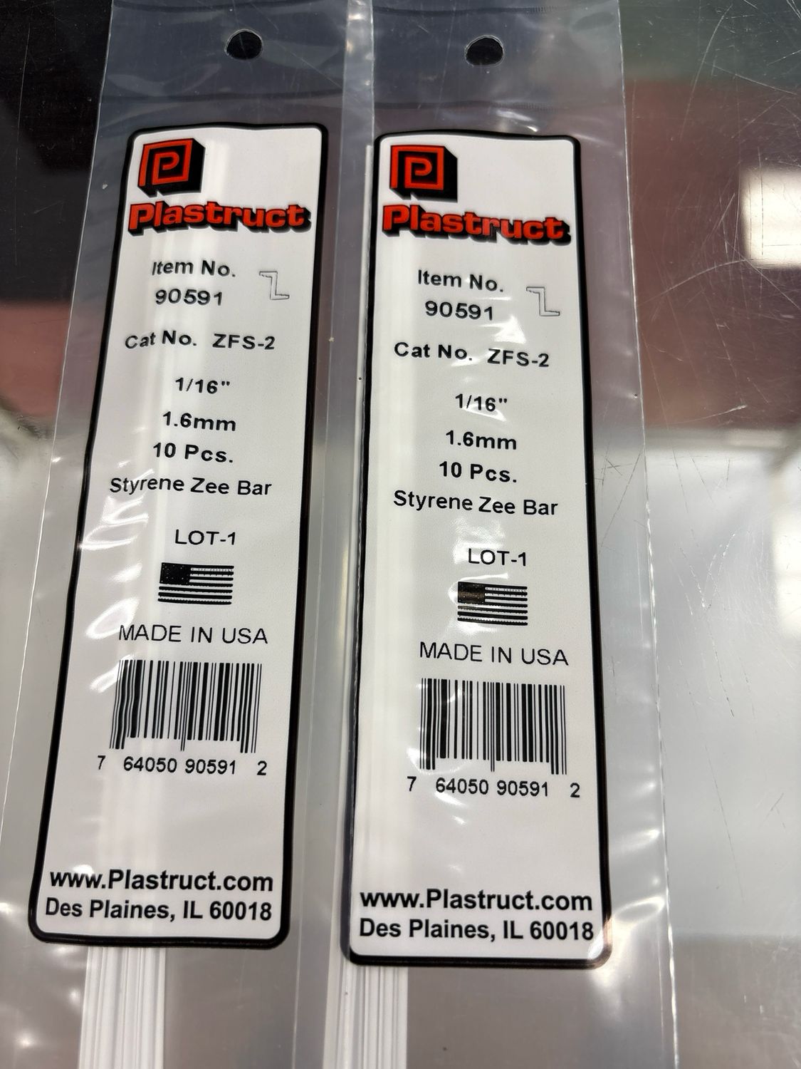 Plastruct Styrene Zee Bar 1/16” ZFS-2