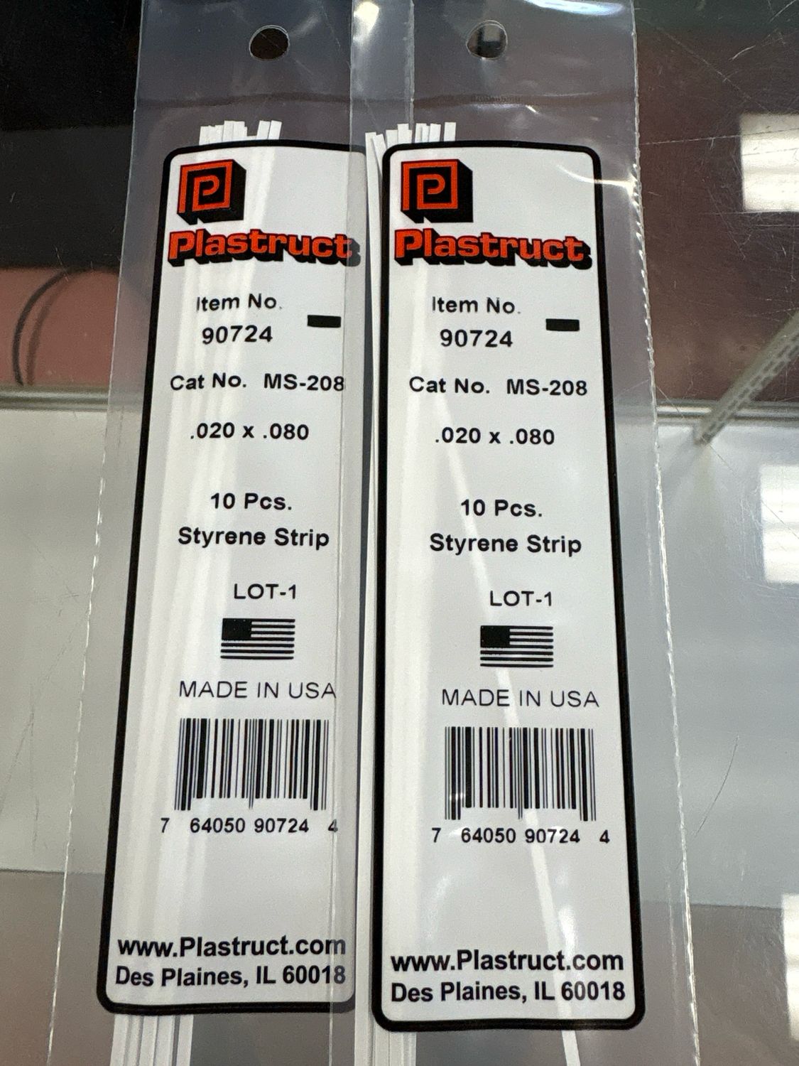 Plastruct .020x.080 Styrene Strip MS-208