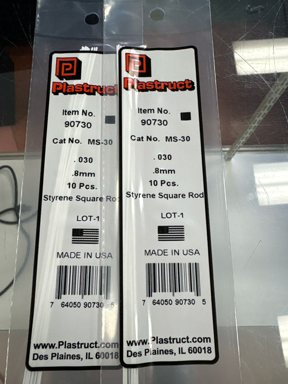 Plastruct .030 Styrene Square Rod MS-30