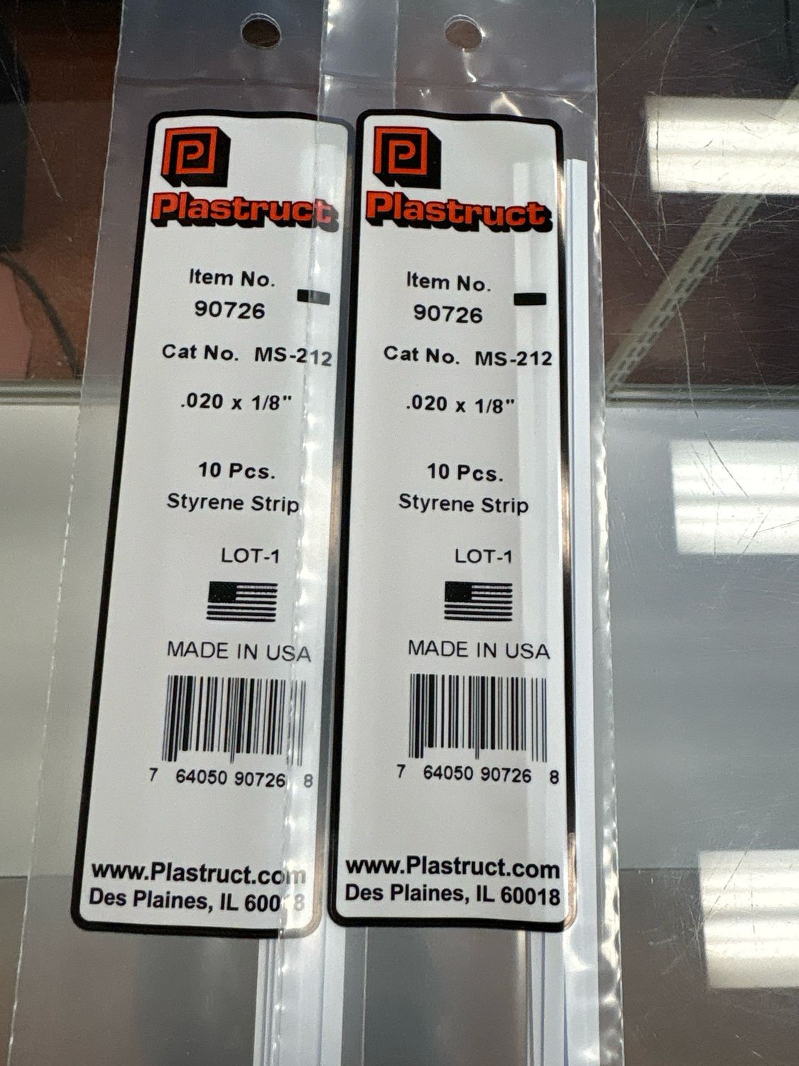 Plastruct .020x1/8” Styrene Strip MS-212