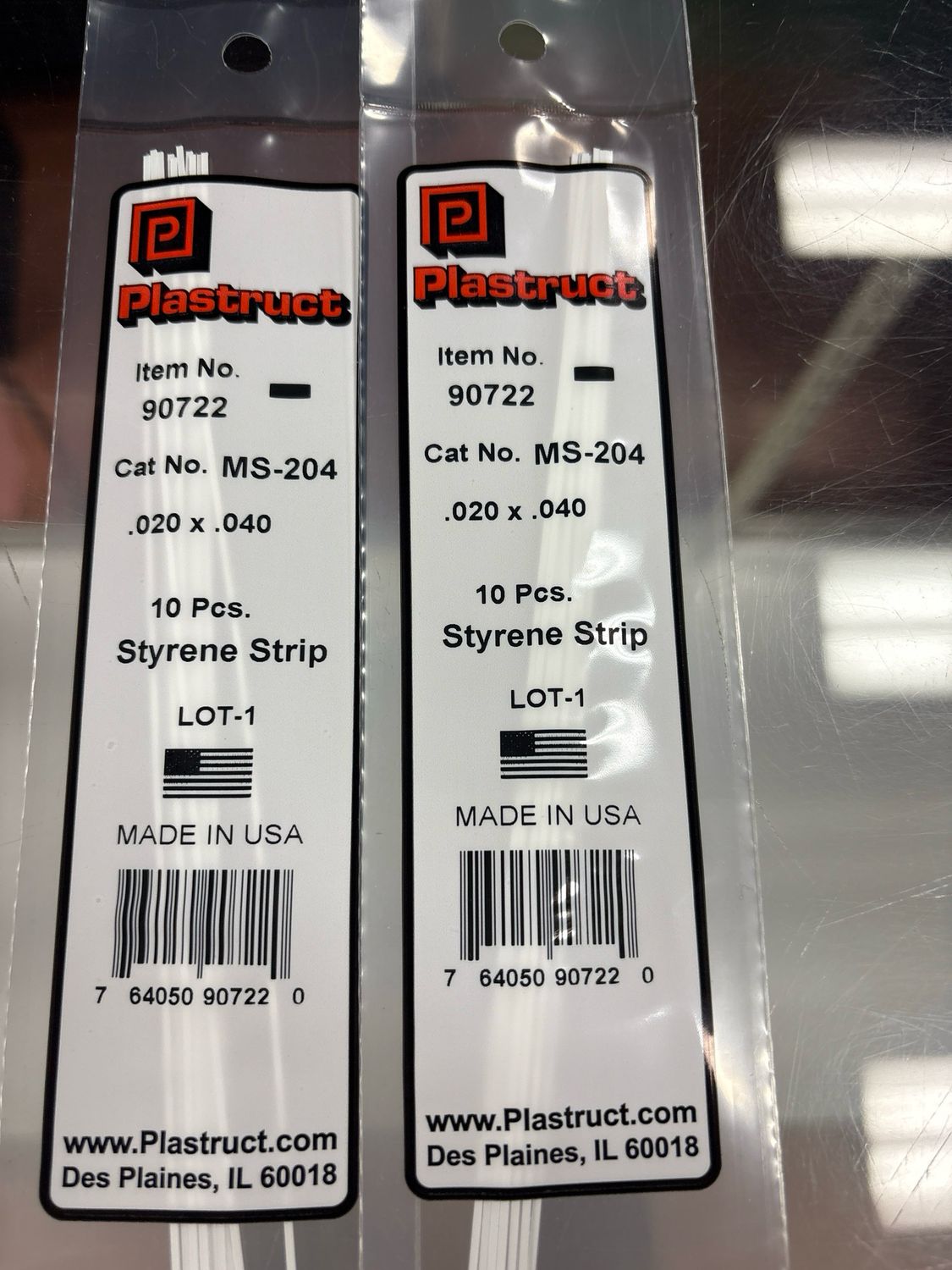 Plastruct .020x.040 Styrene Strip MS-204