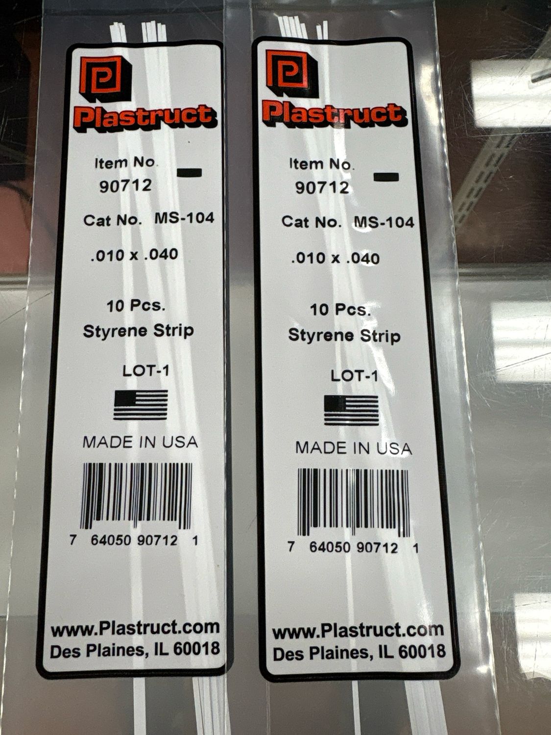 Plastruct .010x.040 Styrene Strip MS-104 Plastruct .010x.040 Styrene Strip MS-104