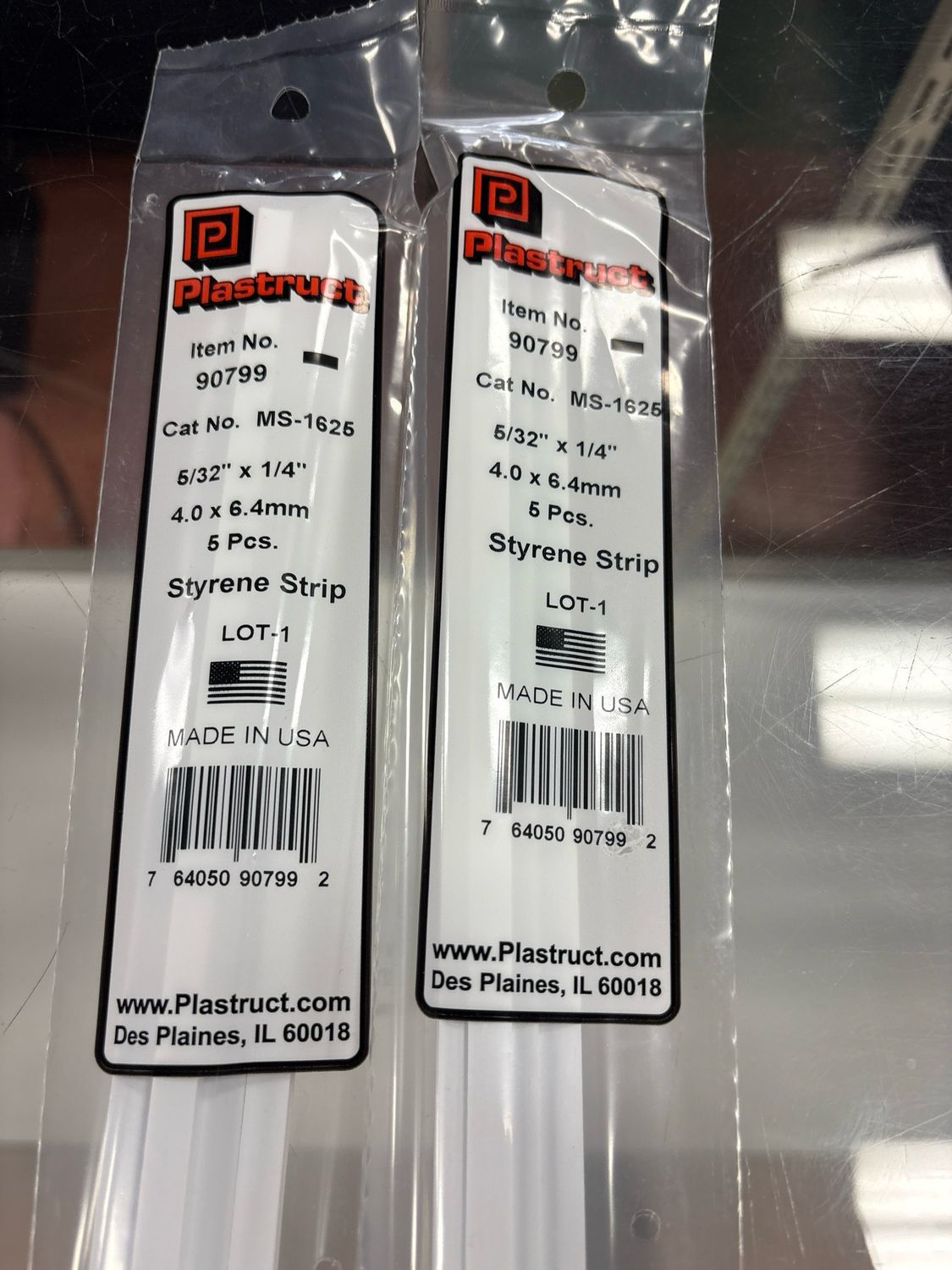 Plastruct 5/32”x1/4” Styrene Strip MS-1625 Plastruct 5/32”x1/4” Styrene Strip MS-1625