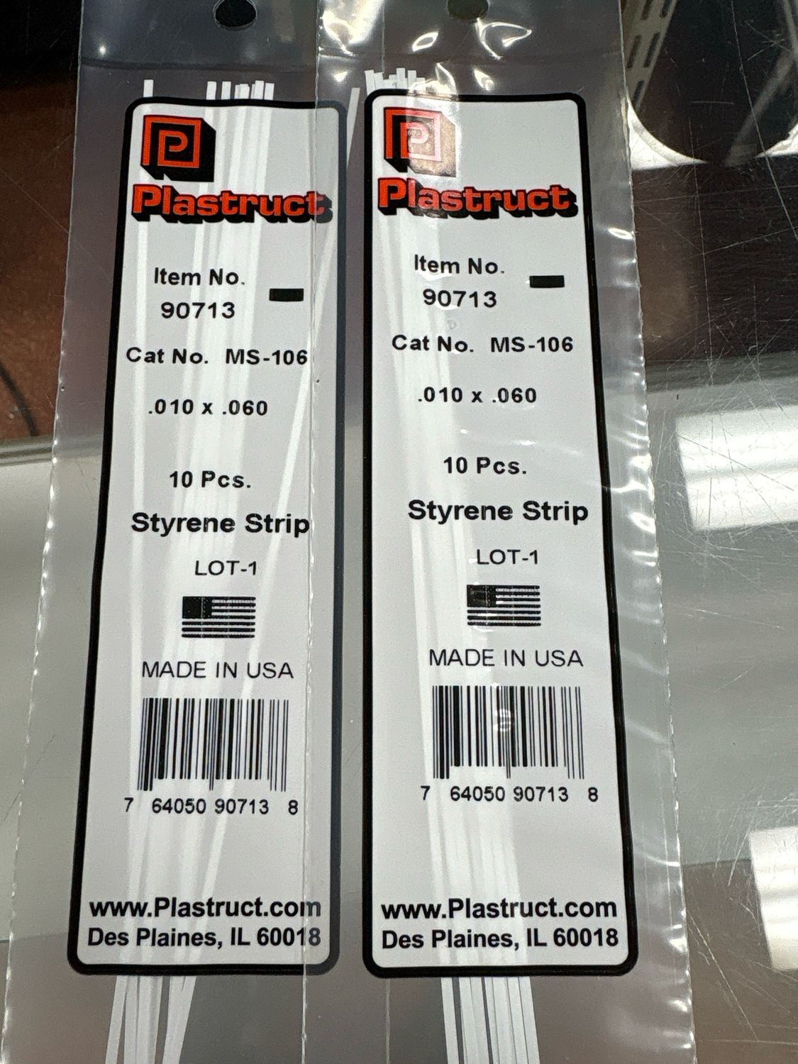 Plastruct .010x.060 Styrene Strip MS-106