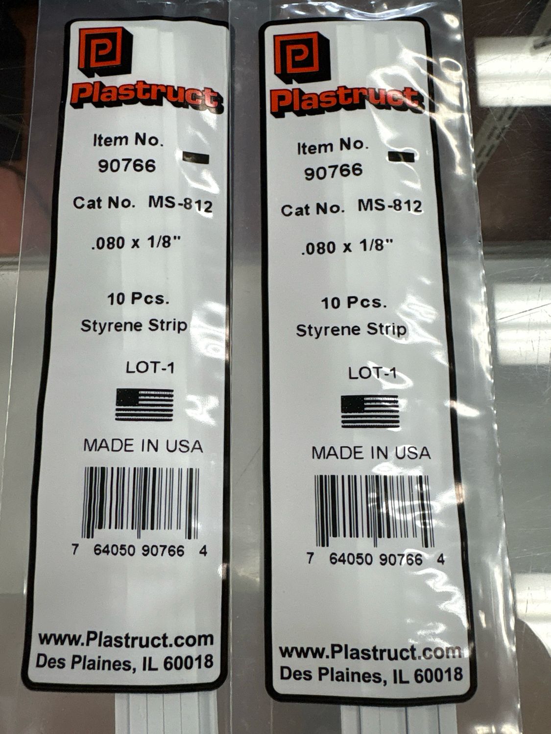 Plastruct .080x1/8” Styrene Strip MS-812 Plastruct .080x1/8” Styrene Strip MS-812