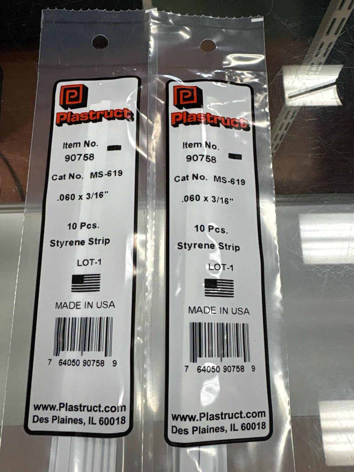 Plastruct .060x3/16” Styrene Strip MS-619 Plastruct .060x3/16” Styrene Strip MS-619