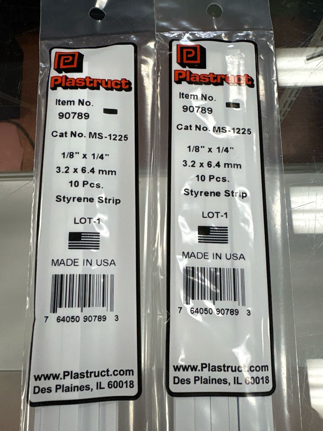 Plastruct 1/8”x1/4” Styrene Strip MS-1225 Plastruct 1/8”x1/4” Styrene Strip MS-1225