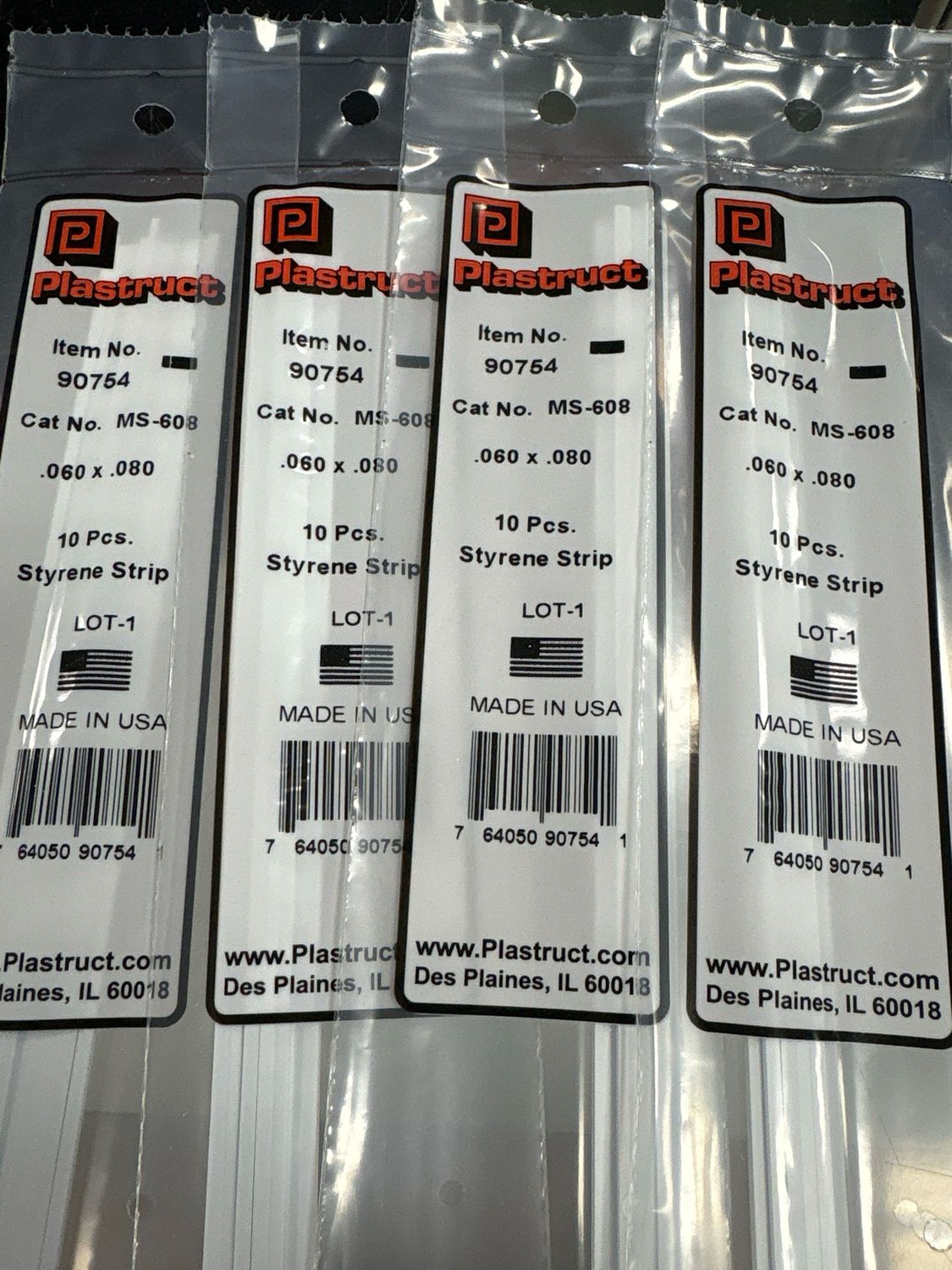 Plastruct .060x.080 Styrene Strip MS-608