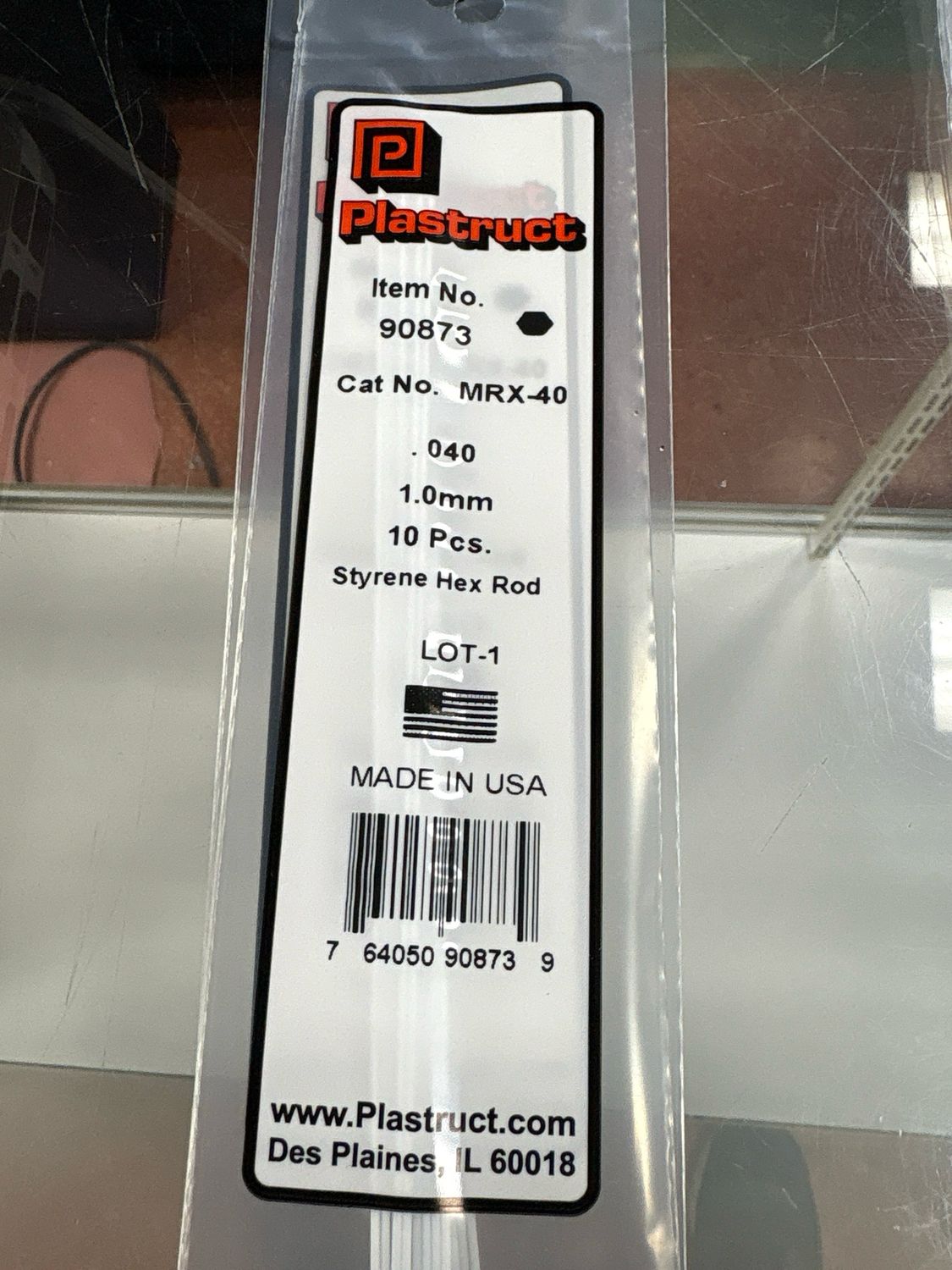 Plastruct .040 Styrene Hex Rod MRX-40