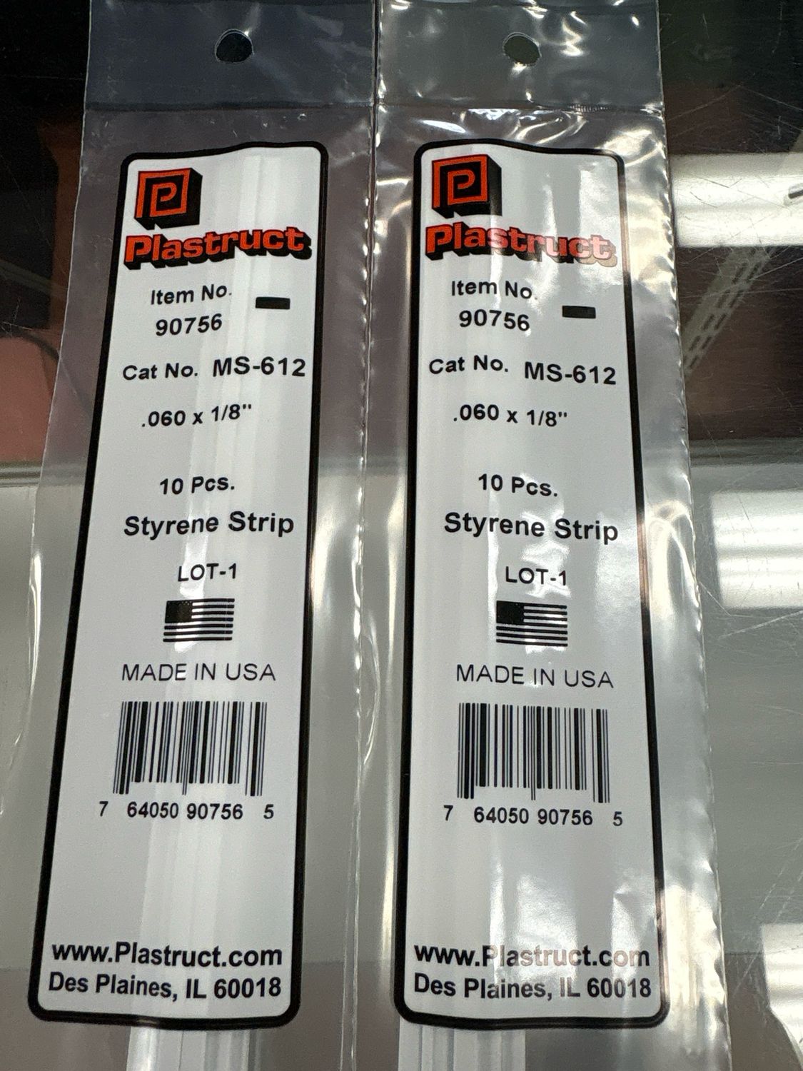 Plastruct .060x1/8” Styrene Strip MS-612