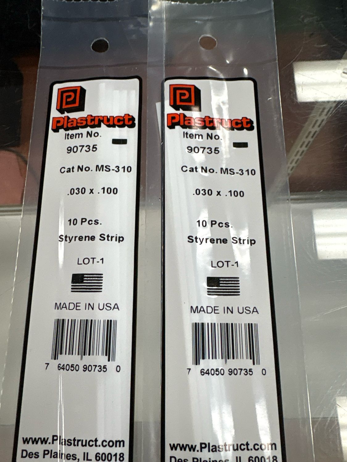 Plastruct .030x.100 Styrene Strip MS-310 Plastruct .030x.100 Styrene Strip MS-310