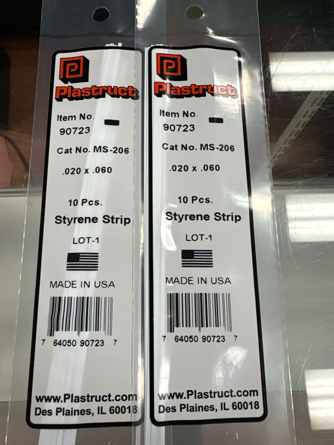 Plastruct .020x.060 Styrene Strip MS-206