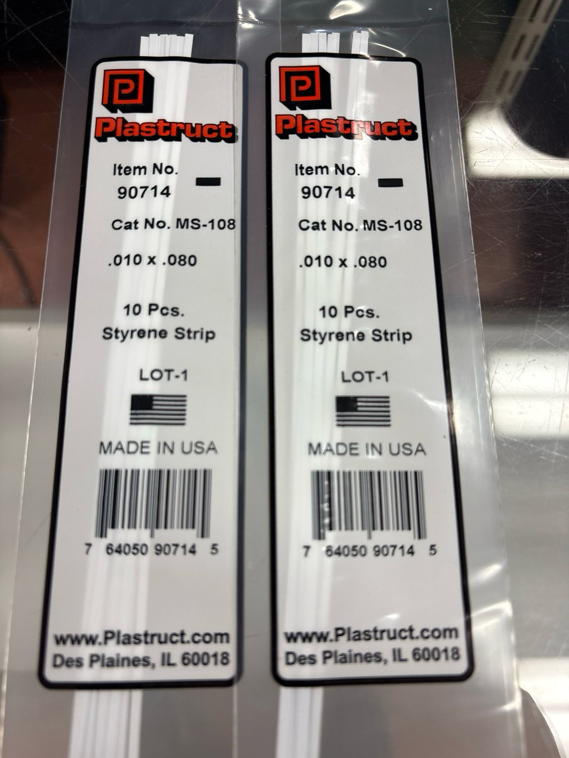 Plastruct .010x.080 Styrene Strip MS-108