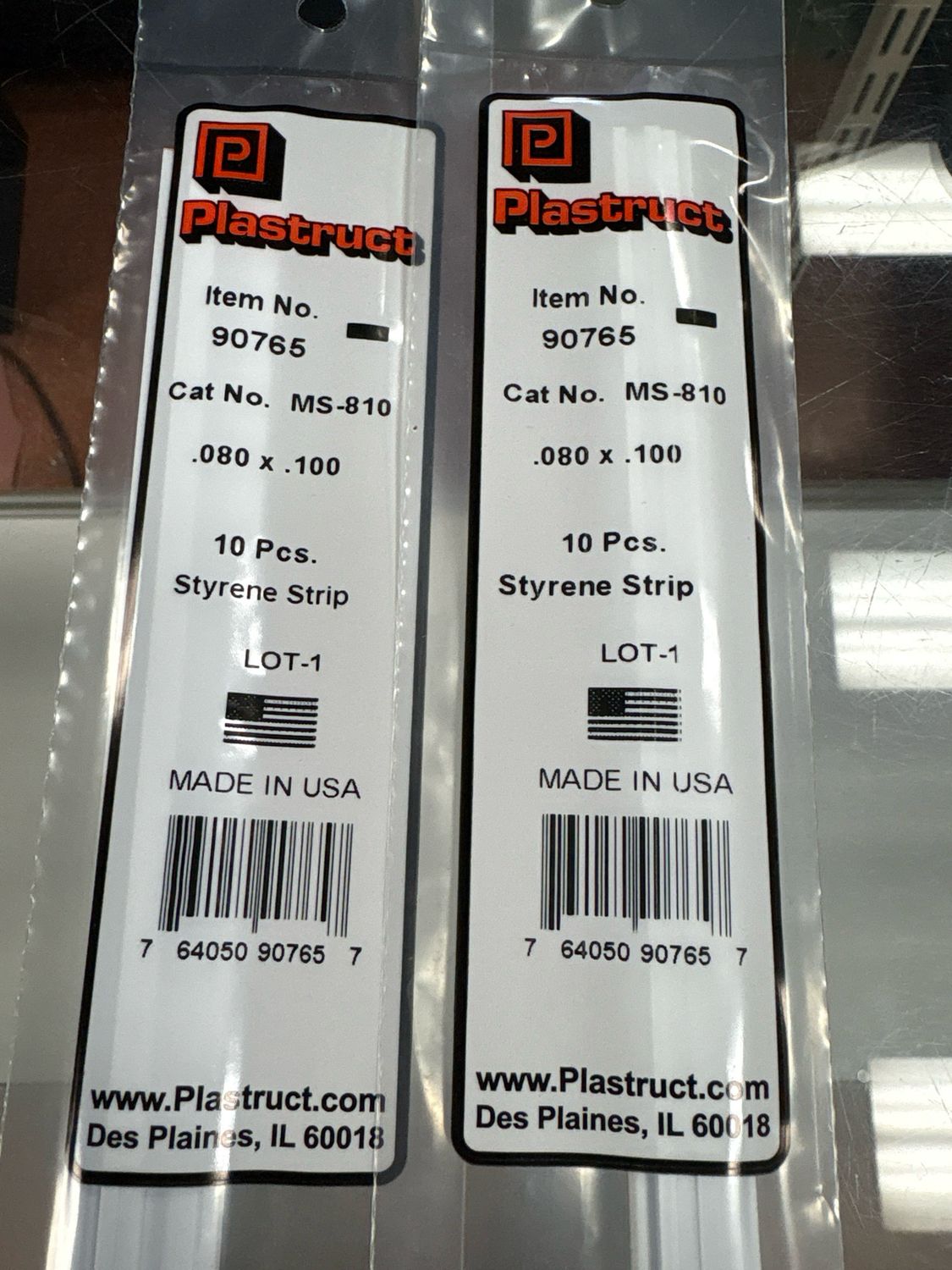Plastruct .080x.100 Styrene Strip MS-810 Plastruct .080x.100 Styrene Strip MS-810