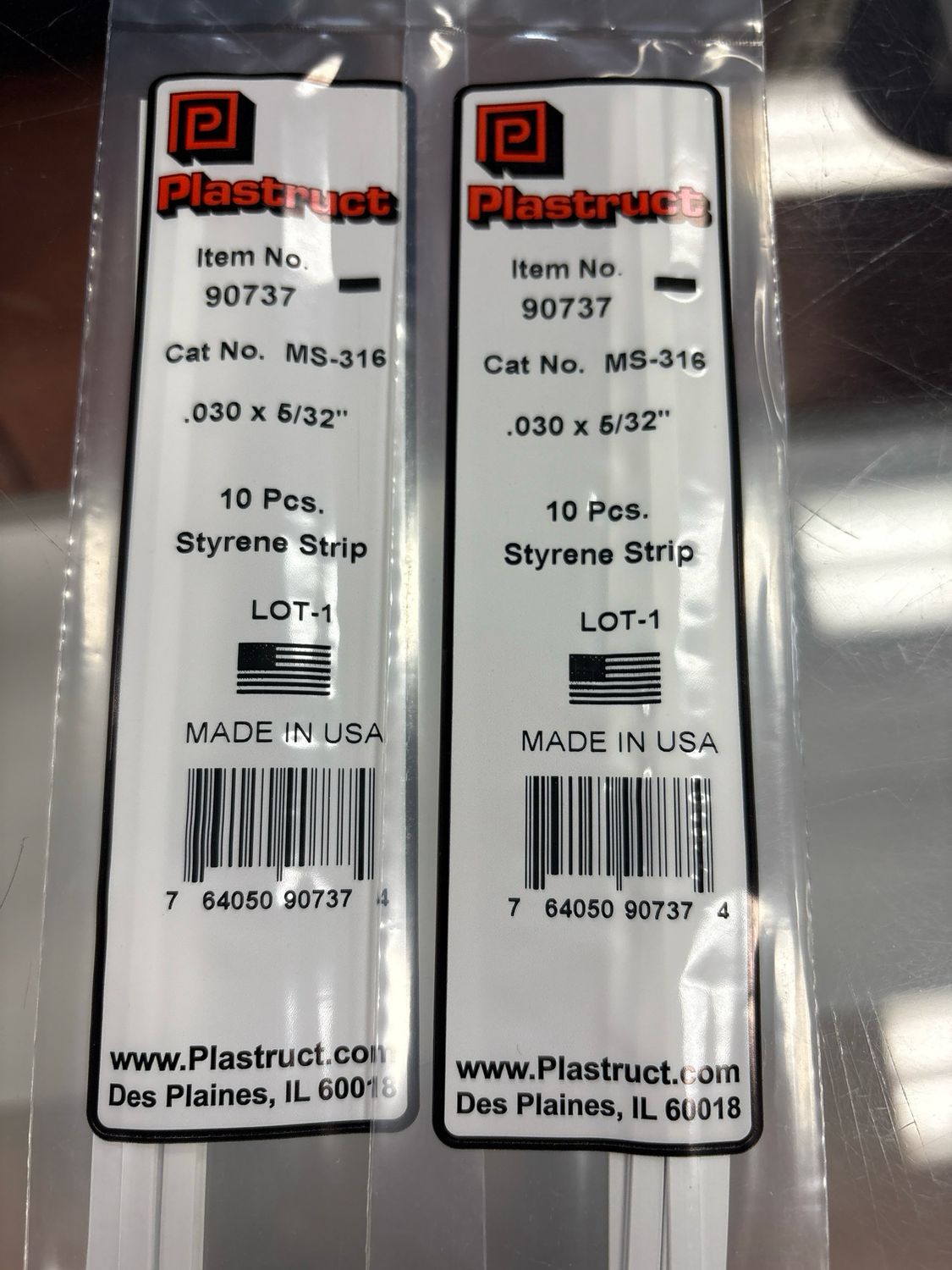 Plastruct .030x5/32” Styrene Strip MS-316