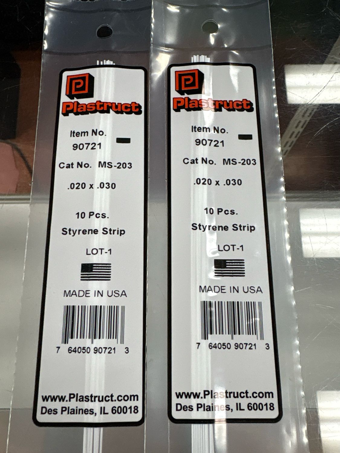 Plastruct .020x.030 Styrene Strip MS-203