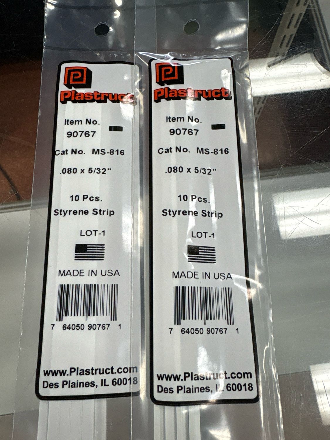 Plastruct .080x5/32” Styrene Strip MS-816 Plastruct .080x5/32” Styrene Strip MS-816
