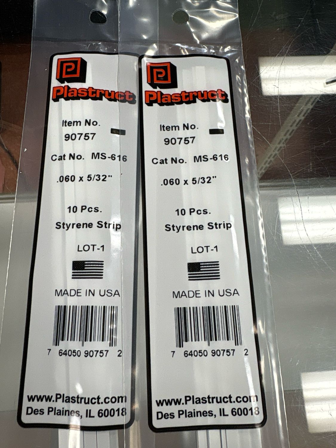 Plastruct .060x5/32” Styrene Strip MS-616