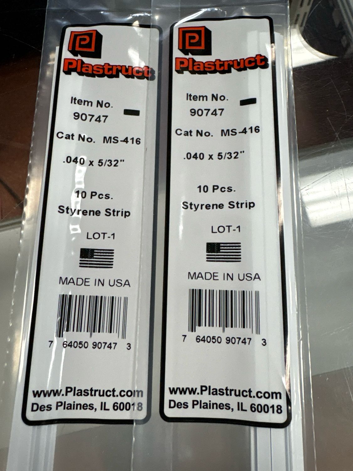 Plastruct .040x5/32” Styrene Strip MS-416